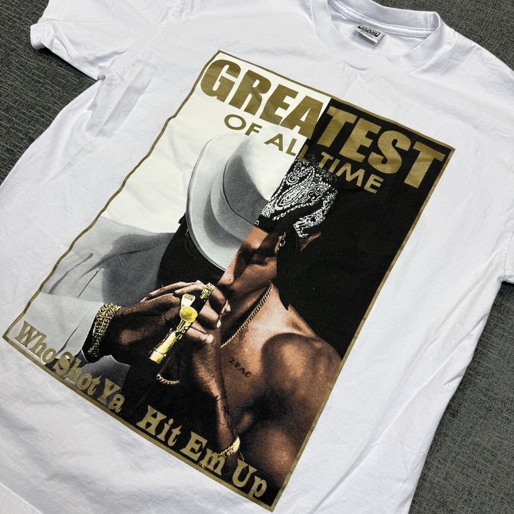 Greatest Of All Time T Shirt Mens XL White Tupac Biggie Rap Graphic Tee Y2K